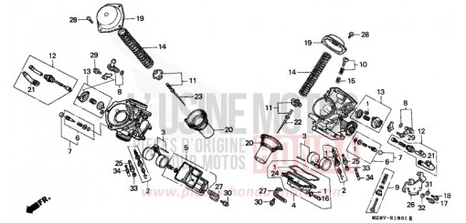 CARBURATORE (DOPPIO) (PARTI COMPONENTI) VT600CV di 1997